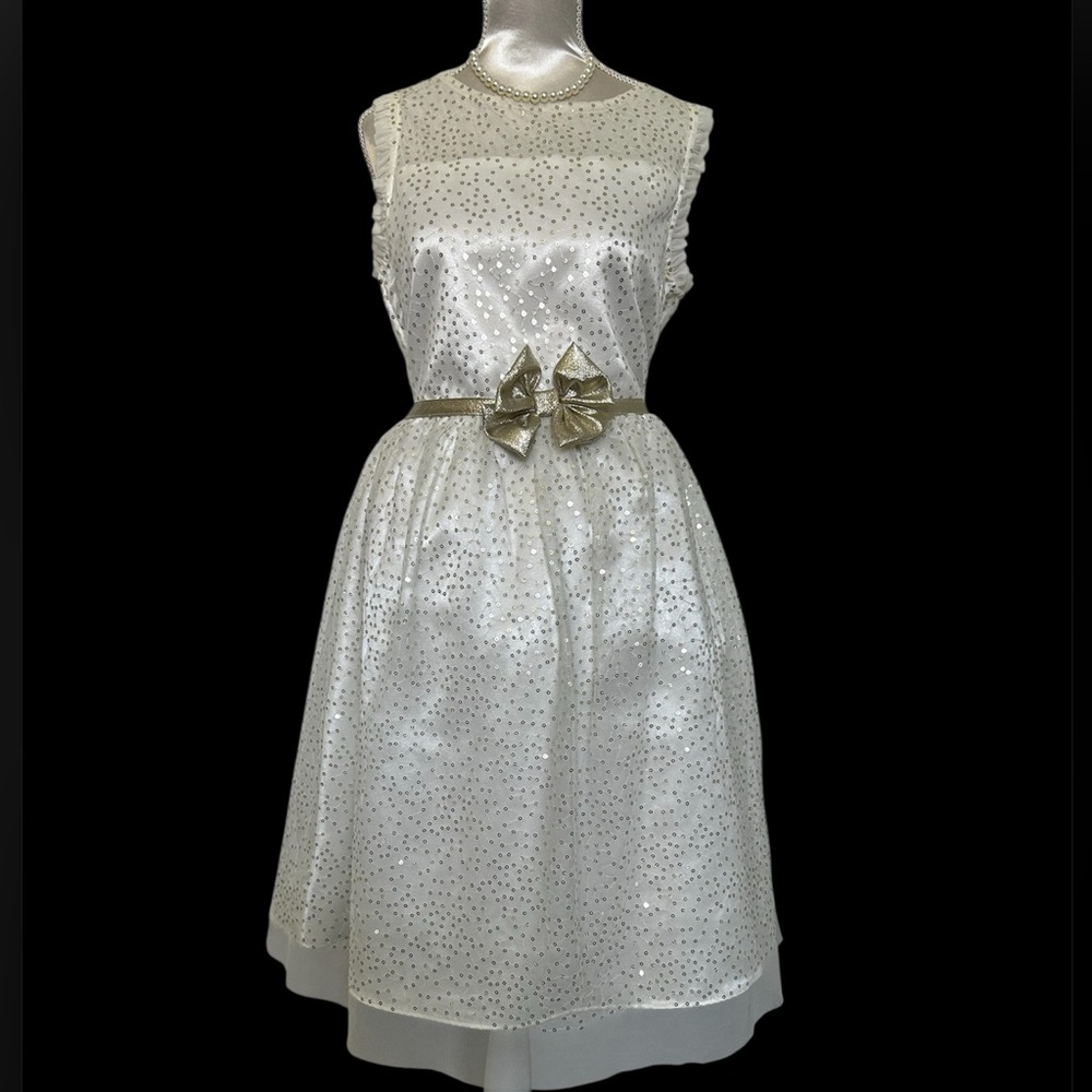 Jona Michelle White and Gold Formal Dress